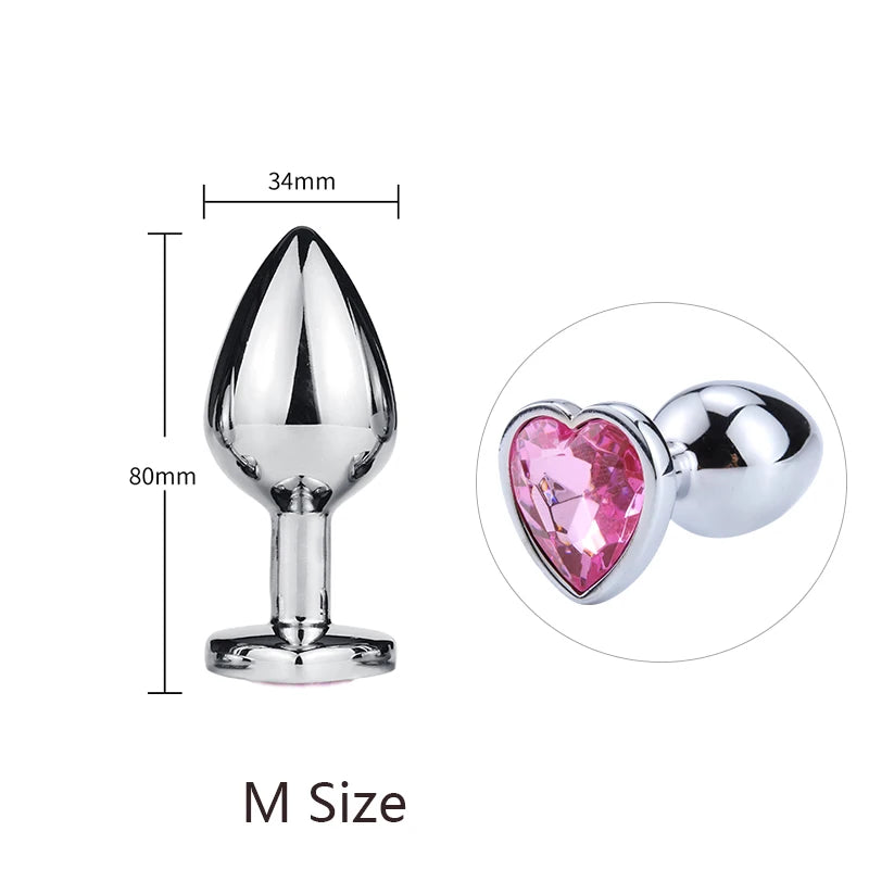 LustLab:3 Sizes S/M/L Heart-Shaped Metal Decorative Plug - Multiple Colors