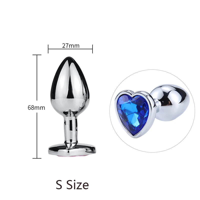 LustLab:3 Sizes S/M/L Heart-Shaped Metal Decorative Plug - Multiple Colors