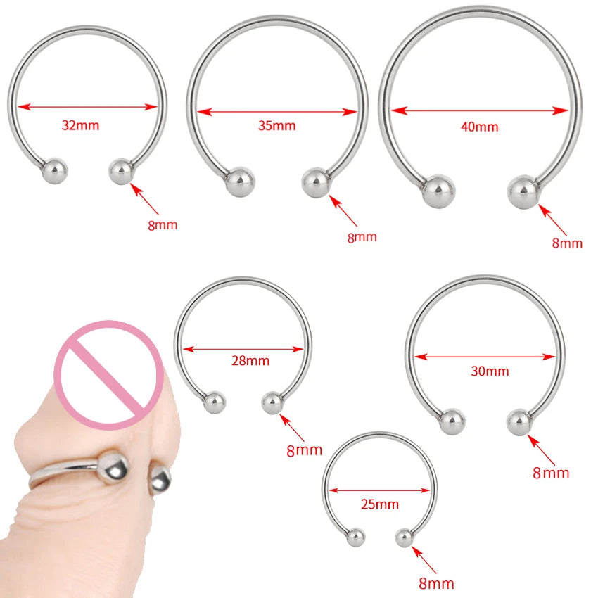 Penis Ring Head Glans Stainless Steel Penis Ring 25-30-35-40mm Semen Cock Ring Sex toys for For Male Penis Enlargement Erection