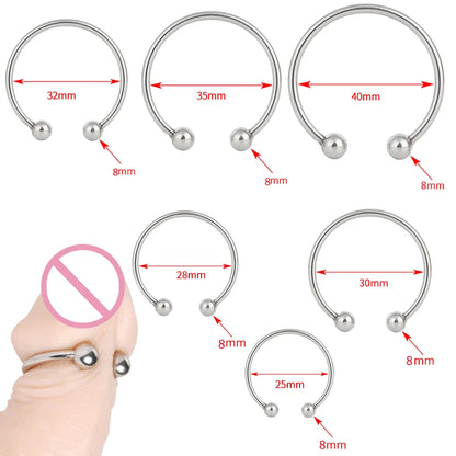 Penis Ring Head Glans Stainless Steel Penis Ring 25-30-35-40mm Semen Cock Ring Sex toys for For Male Penis Enlargement Erection