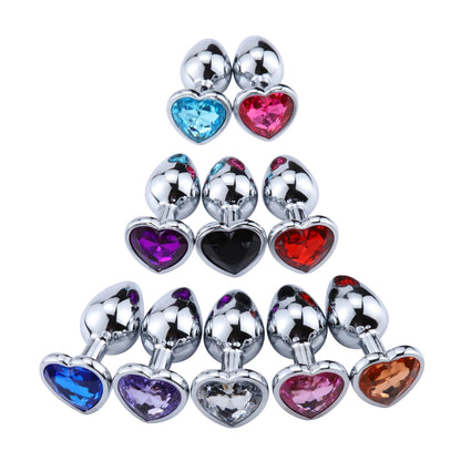 LustLab:3 Sizes S/M/L Heart-Shaped Metal Decorative Plug - Multiple Colors