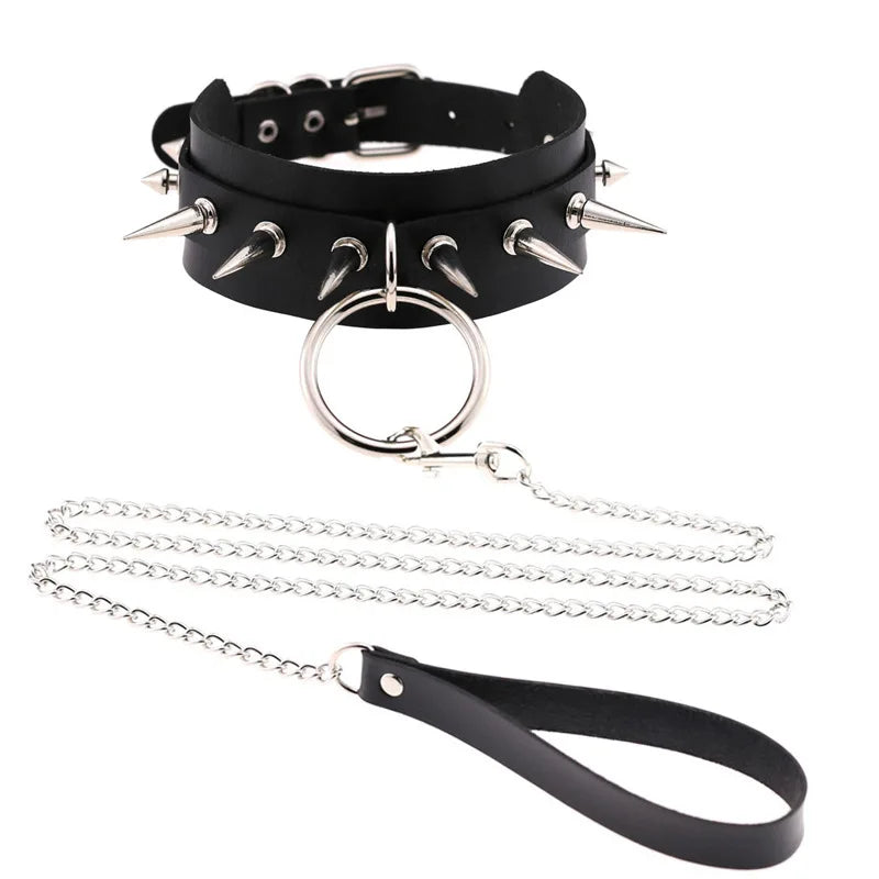 LustLab: PU Leather Choker Collar - Adjustable Fashion Accessory for Roleplay and Gothic Style