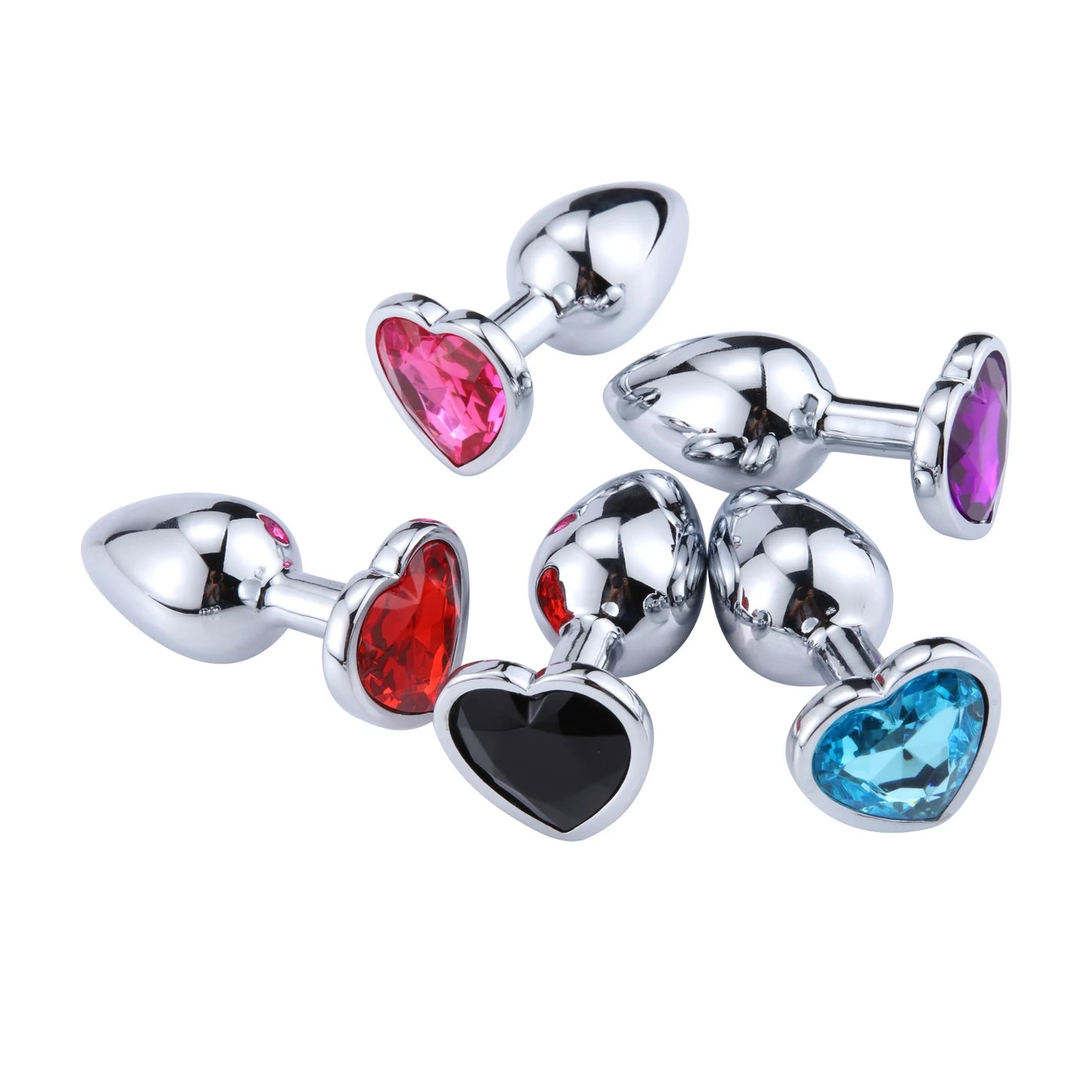 LustLab:3 Sizes S/M/L Heart-Shaped Metal Decorative Plug - Multiple Colors