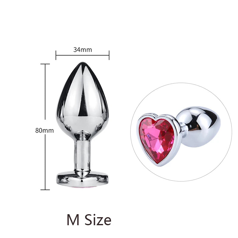 LustLab:3 Sizes S/M/L Heart-Shaped Metal Decorative Plug - Multiple Colors