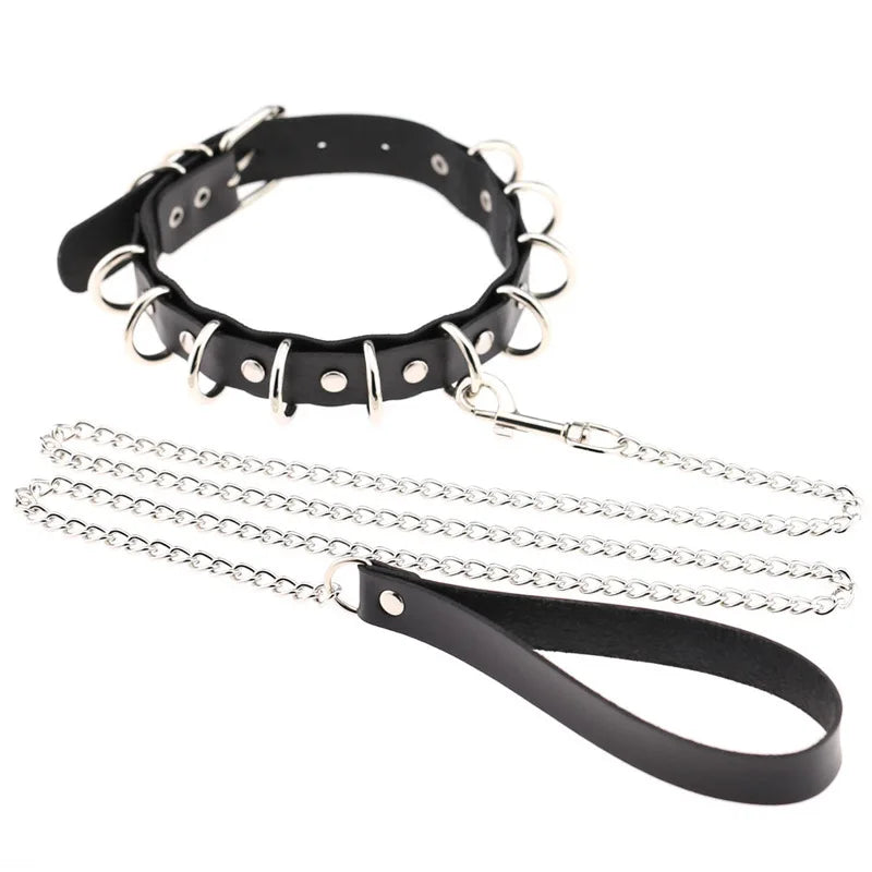 LustLab: PU Leather Choker Collar - Adjustable Fashion Accessory for Roleplay and Gothic Style