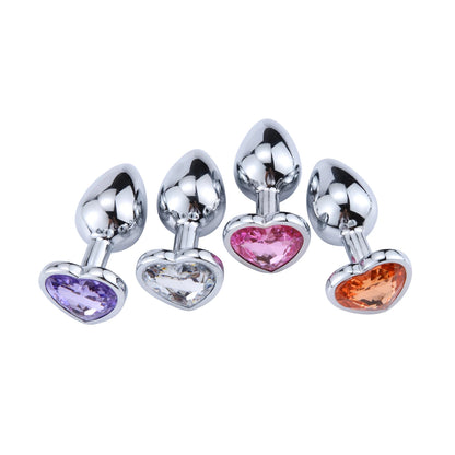 LustLab:3 Sizes S/M/L Heart-Shaped Metal Decorative Plug - Multiple Colors