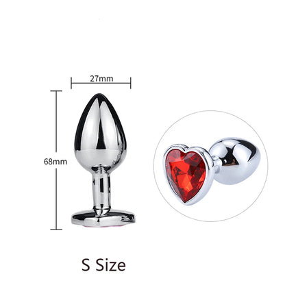 LustLab:3 Sizes S/M/L Heart-Shaped Metal Decorative Plug - Multiple Colors