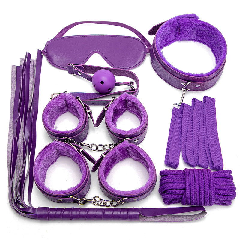 LustLab: 7 Piece BDSM Kit - Adult Roleplay Accessories, Adjustable Restraints and Whip