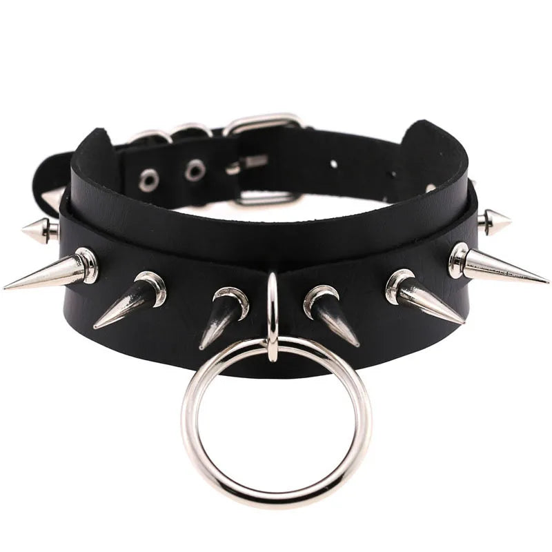 LustLab: PU Leather Choker Collar - Adjustable Fashion Accessory for Roleplay and Gothic Style