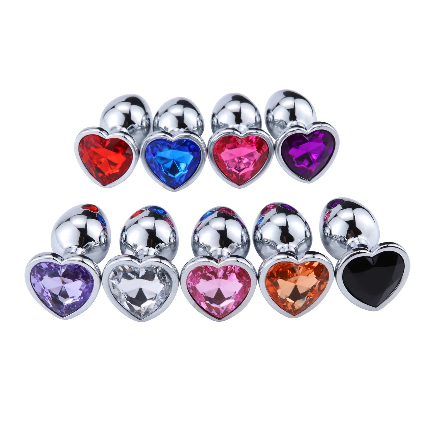 LustLab:3 Sizes S/M/L Heart-Shaped Metal Decorative Plug - Multiple Colors