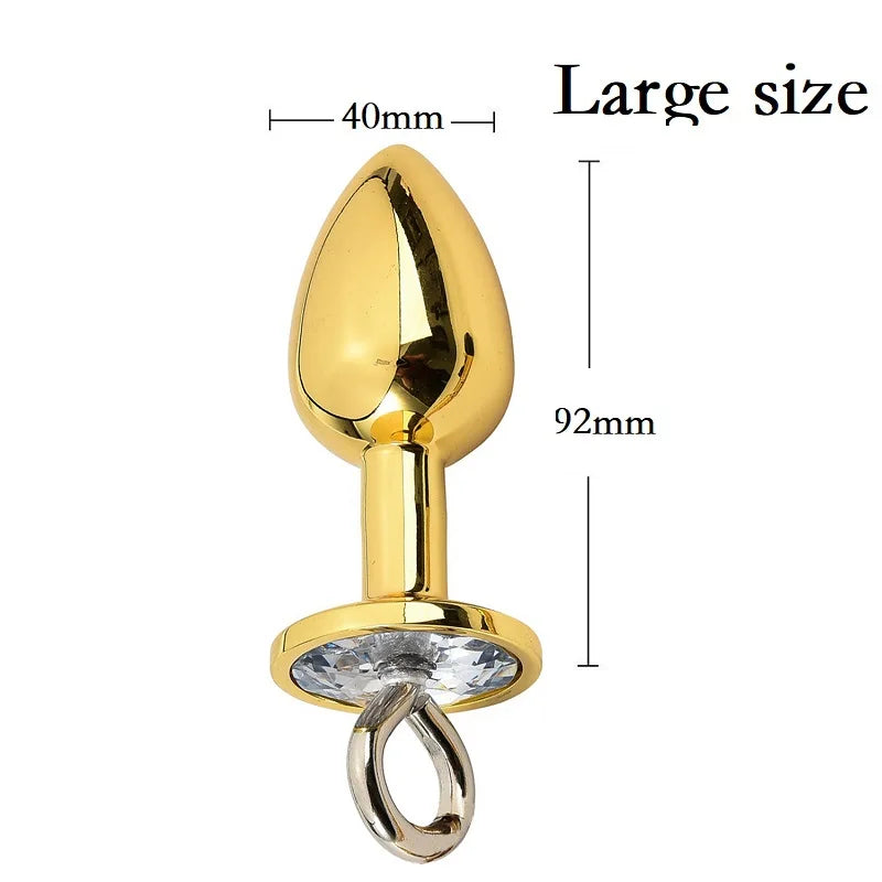 Small Medium Large Anal Beads Butt plug Pearl Nipple Clamps Set With Chain Metal Breast Clip Bondage Slave Couple Game Sex Toy