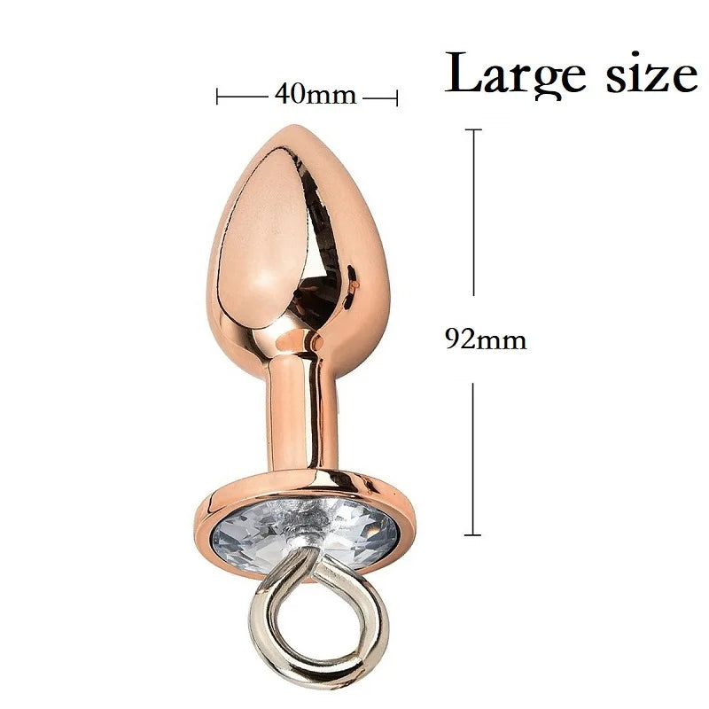 Small Medium Large Anal Beads Butt plug Pearl Nipple Clamps Set With Chain Metal Breast Clip Bondage Slave Couple Game Sex Toy