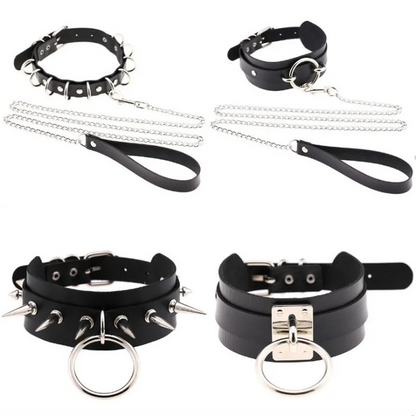 LustLab: PU Leather Choker Collar - Adjustable Fashion Accessory for Roleplay and Gothic Style